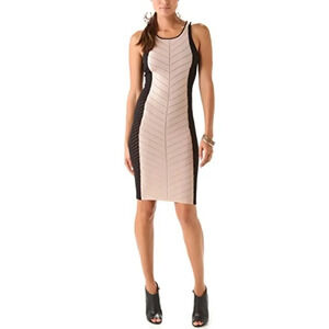 NEW Torn by Ronny Kobo XS‎ Nude Black Sleeveless Bodycon 'Jen' Knit Dress